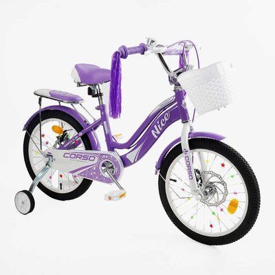 Велосипед дитячий CORSO Nice NC-18100 18" сталевий, дискові гальма, фіолетовий 554194 фото