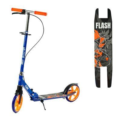 Двухколесный самокат Best Scooter FL-79200 складной с ручным тормозом и подстаканником, синий 533781 фото