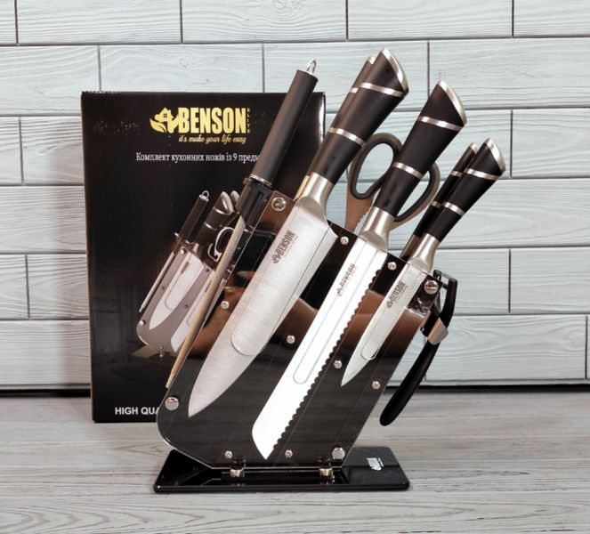 Набор ножей на подставке Benson BN-416 9 пр. из нержавеющей стали 515582 фото