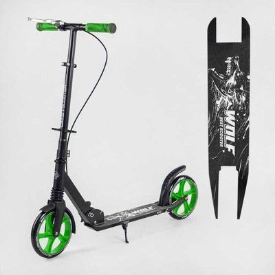 Самокат двоколісний W-76565 Best Scooter Wolf колеса PU 200 мм, 1 амортизатор, ручний гальм, в коробці 477165 фото
