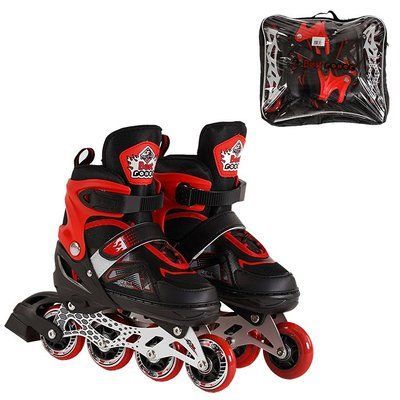Раздвижные ролики Best Roller 30258-М, черно-красные, размер 34-37, светящиеся колеса 479756 фото