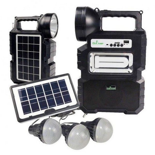 Ліхтар CL-810 Power Bank-Блютус-Радіо із сонячною панеллю + 3 лампочки 488874 фото