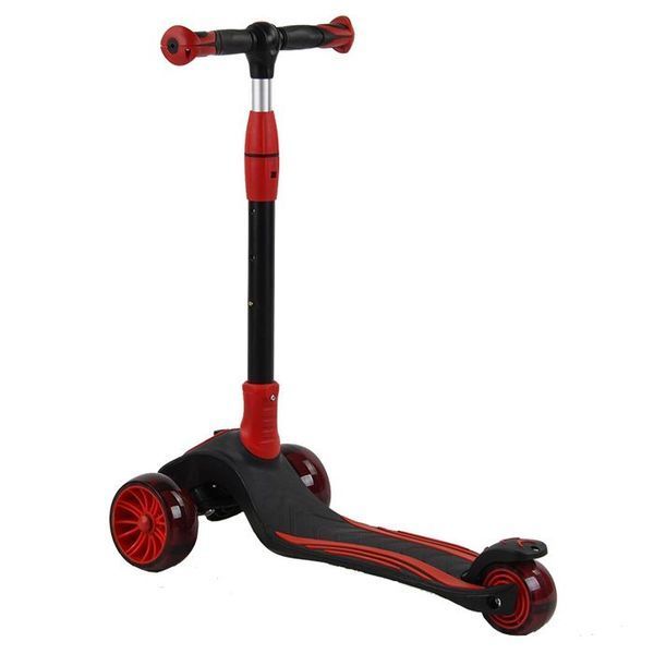 Самокат трехколесный Best Scooter С-01618, складной алюминиевый руль, колеса PU со светом, Красный 464946 фото
