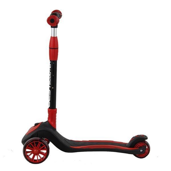 Самокат трехколесный Best Scooter С-01618, складной алюминиевый руль, колеса PU со светом, Красный 464946 фото