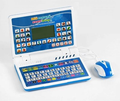 Детский развивающий компьютер ноутбук TK - 36908 Синий, Украинская озвучка, 10 режимов, 2 языка, алфавит 525334 фото