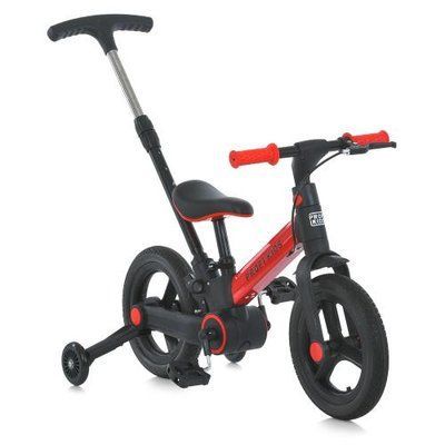 Детский велосипед велобег PROFI KIDS 12 д. MB 1021-5, 4 в 1 с родительской ручкой черно-красный 620799 фото