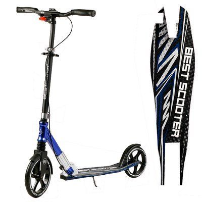 Самокат двухколесный складной Best Scooter 49804, колеса 230/200 мм, ручной тормоз, фара, Синий 476903 фото