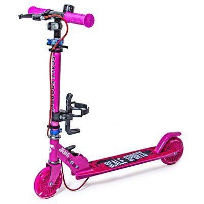Самокат двухколесный Scale Sports SS-13 Ручной тормоз Led-Фонарик, розовый 511990 фото