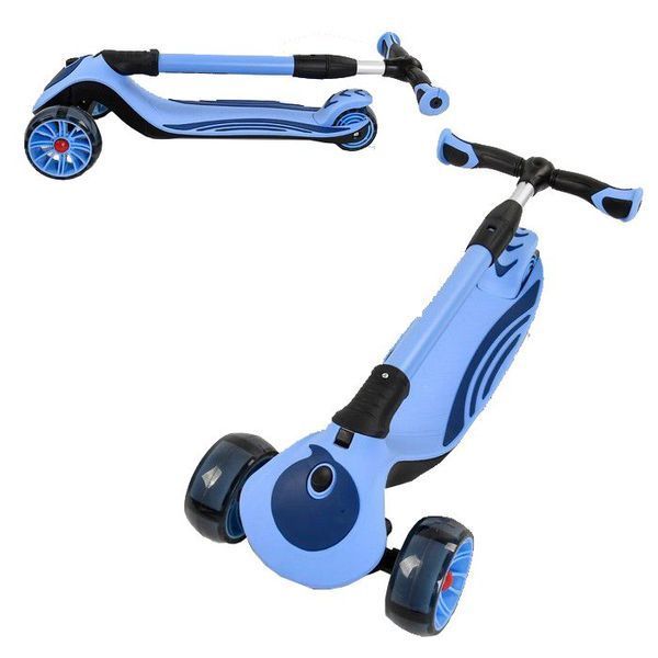 Самокат трехколесный Best Scooter С-0382, складной алюминиевый руль, колеса PU со светом, Сиреневый 464948 фото