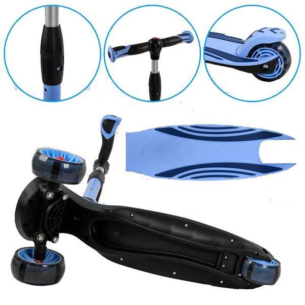 Самокат трехколесный Best Scooter С-0382, складной алюминиевый руль, колеса PU со светом, Сиреневый 464948 фото