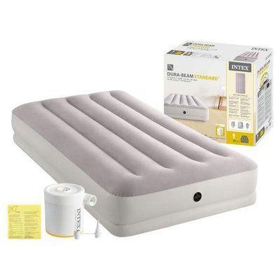Надувний матрац велюрове ліжко Intex 64177, 99х191х30 см (USB-насос) 530820 фото