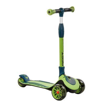 Самокат трехколесный Best Scooter С-04909, складной алюминиевый руль, колеса PU со светом, Салатовый 464949 фото