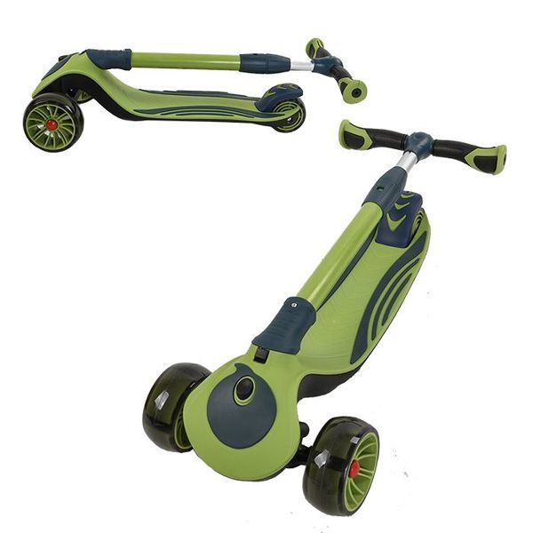 Самокат трехколесный Best Scooter С-04909, складной алюминиевый руль, колеса PU со светом, Салатовый 464949 фото