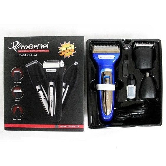 Машинка для стрижки волосся (бритва + тример) акумуляторна Geemy GM-561 3 в 1 523550 фото