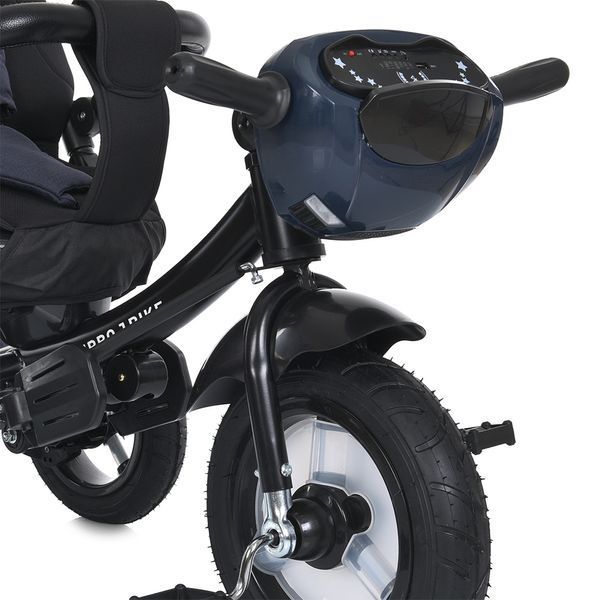 Детский трехколесный велосипед Turbo Trike MT 1007-9 с поворотным сиденьем, родительской ручкой, темно-синий 536786 фото