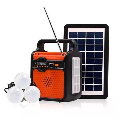 Фонарь EP-371BT Power Bank-радио-блютуз с солнечной панелью 9V 3W+лампочки 3шт 488880 фото