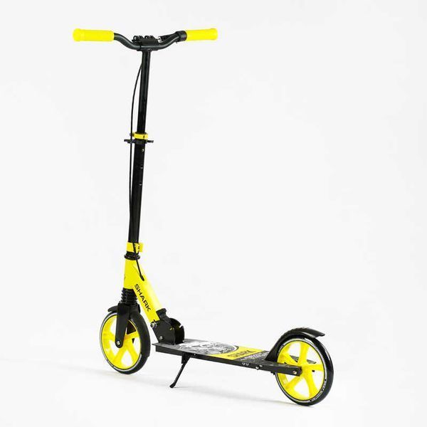 Двоколісний самокат Best Scooter SHARK SH-10865 складний з амортизатором, жовтий 532152 фото