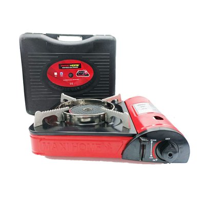 Портативная газовая плита Maxi Home TOB-DHG-9053A с керамической горелкой в кейсе красная 486752 фото