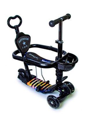 Трехколесный самокат с родительской ручкой Scooter 5 в 1, с защитным бампером, Вселенная 6466 фото