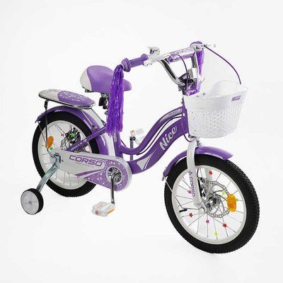 Велосипед дитячий CORSO Nice NC-16014 16" сталева рама, дискові гальма, фіолетовий 553778 фото