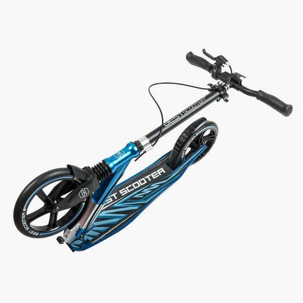Самокат двухколесный Best Scooter 23013 с фарой, амортизатором и ручным тормозом синий 476409 фото