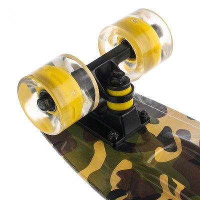 Пенниборд Maraton Penny Zetra Military, камуфляж хаки, светящиеся колеса 7802 фото