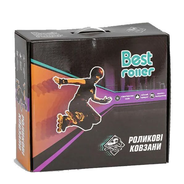 Раздвижные ролики Best Roller 1189-M размер 35-38, черно-красные, светящиеся колеса 479945 фото