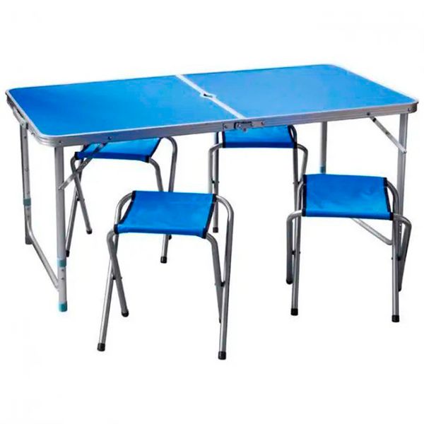 Стол-чемодан складной для пикника Folding Table алюминиевый с четырьмя стульями, Синий 499038 фото