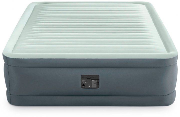 Ліжко надувне велюр Intex 64904 вбудований насос 220V 137х191х46 см Сірий 530586 фото