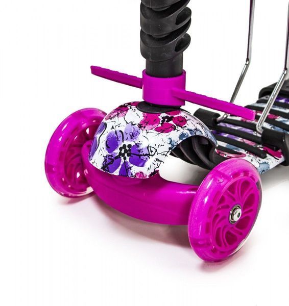Трехколесный самокат с родительской ручкой Божья коровка Scooter 5 в 1, с защитным бампером, Маки 8763 фото