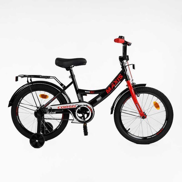 Велосипед детский двухколесный Corso Maxis CL-18639 18" с доп. колесами, черно-красный 545973 фото