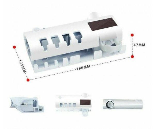 Тримач диспенсер для зубної пасти та щіток автоматичний УФ-стерилізатор Toothbrush sterilizer UKC W-020 білий 387524 фото