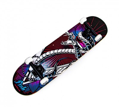 Скейтборд деревянный Fish Skateboard Snake с рисунком, с усиленной подвеской 442264 фото