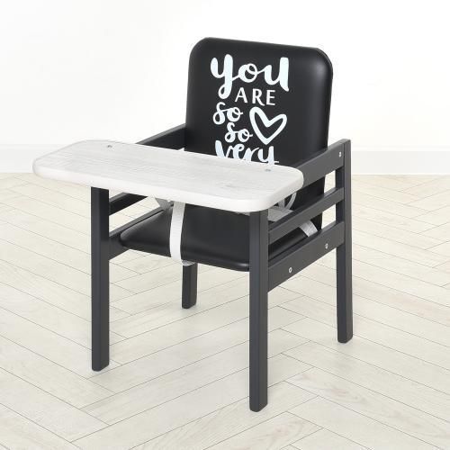 Стільчик для годування Bambi Graphite Аляска з 8 позиціями регулювання Чорний+Білий 507814 фото