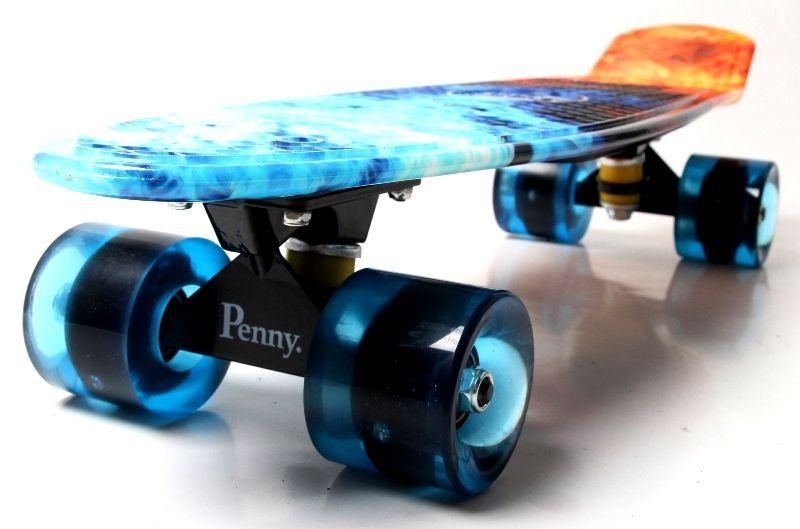 Скейтборд Пенни борд Penny Board 22" FIRE & ICE Огонь и лед Светящиеся колеса 3186 фото