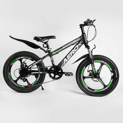 Дитячий спортивний велосипед CORSO &laquo;AERO&raquo; 60573, 20 дюймів, сталева рама, обладнання Saiguan, 7 швидкостей, литий диск, зібраний на 75% 470214 фото