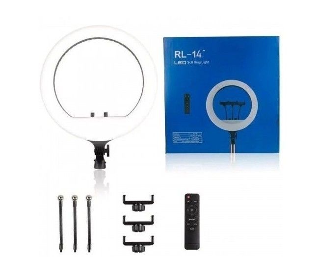 Комплект блогера Ringlight кільцева LED лампа RL-14 36 см + Штатив 2,1 м + bluetooth пульт 440618 фото