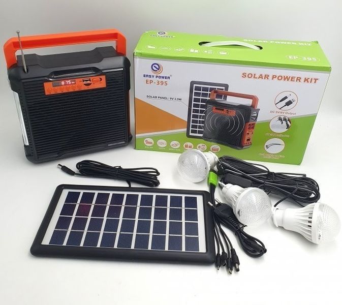 Аварийный фонарь Easy Power EP-395 (радио, Bluetooth, солнечная панель 9V 3.5W +3 лампочки) 522293 фото