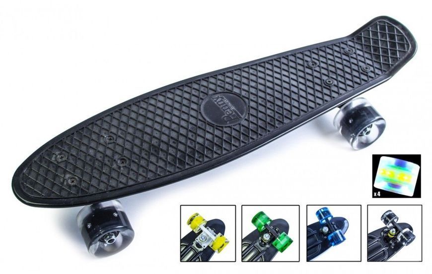 Пенні борд Penny Board Black, Колеса світяться 3193 фото