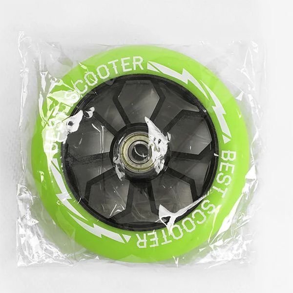 Колесо для трюкового самоката Best Scooter CX1077, алюміній, 110 мм PU, Салатове Неон 493329 фото