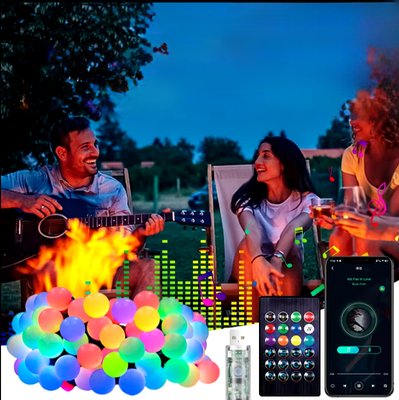 Гірлянда Матова кулька (SFK-03) 10м APP Bluetooth (USB) + пульт RGB 548006 фото