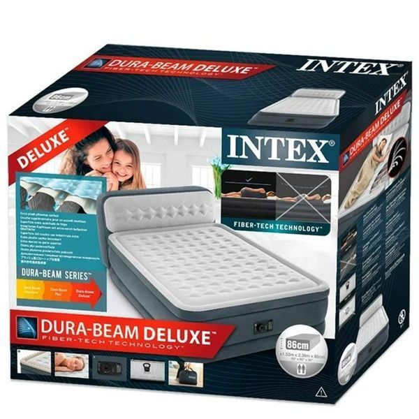 Надувне ліжко двомісне Intex 64448 з узголів'ям і вбудованим електронасосом 220В, 236х152х86 см 478205 фото