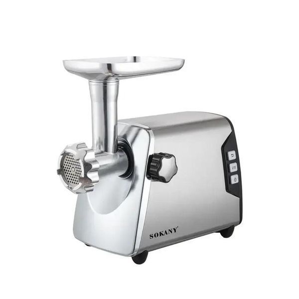 Мясорубка электрическая Sokany SK-06006 с защитой от нагрузки, сменными насадками и решетками 3800 Вт . Серебристый 548674 фото