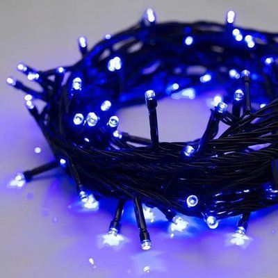 Гирлянда RD 7061 100LED С уличным блоком, Черный провод, Цвет ламп Синий 474157 фото