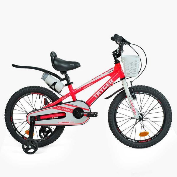 Велосипед детский CORSO TAYGER TG-36098 18" алюминиевая рама дисковые тормоза бело-красный 538384 фото