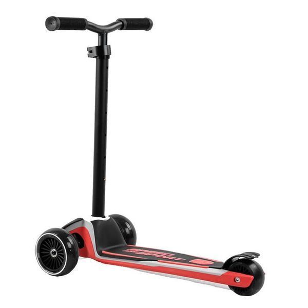 Самокат трехколесный Best Scooter HW-00505 MAXI, съемный алюминиевый руль, колеса PU со светом, Черно-розовый 469307 фото