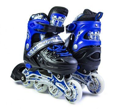 Раздвижные ролики Scale Sports LF 905, размер 34-37, Синие, светящиеся колеса 2764 фото