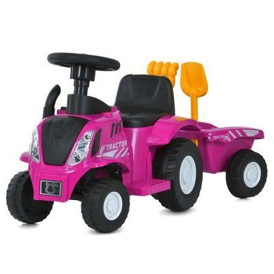 Дитячий трактор Bambi Racer M 6153B-8 6V 2-в-1 з причепом рожевий 620779 фото