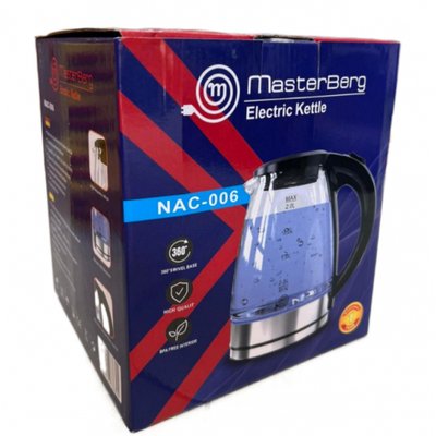 Чайник электрический Masterberg NAC-006 Стеклянный 2 л 1800 Вт 521485 фото