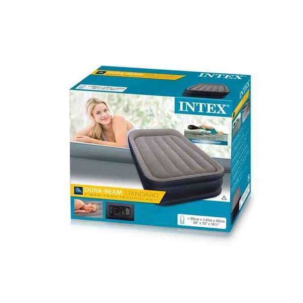 Надувне ліжко одномісне Intex 64132 з вбудованим електронасосом і бічними камерами, 191х99х42см 445669 фото